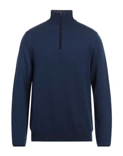 Sease Man Turtleneck Blue Size L Virgin Wool, Cashmere, Silk