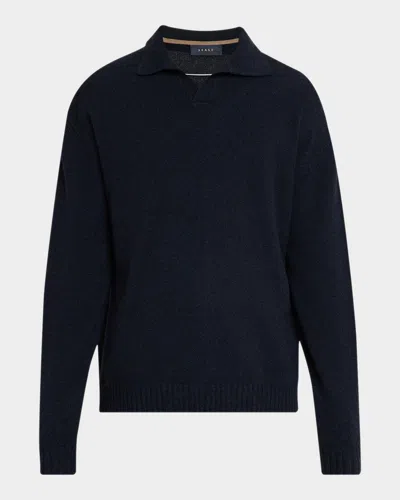 Sease Men & Apos;s Coarsehair Cashmere Polo Shirt In Navy Blue