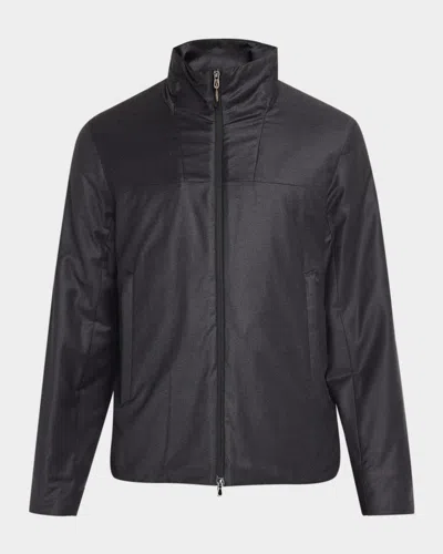 Sease Men & Apos;s Padded Virgin Wool And Silk-blend Flannel Jacket In Black