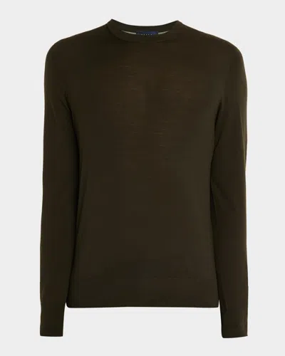 Sease Men & Apos;s Virgin Wool Heathered Crewneck Sweater In Green