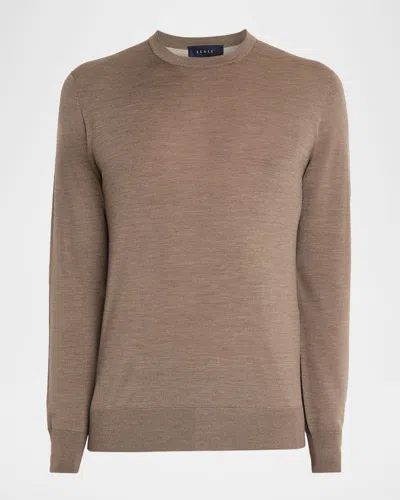 Sease Men & Apos;s Virgin Wool Heathered Crewneck Sweater In Brown