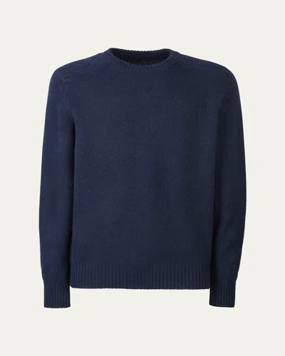 Sease Men's Cashmere Coarsehair Crewneck Sweater In Blue