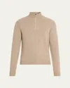 Sease Men's Cashmere Mouline Half-zip Sweater In Neutral