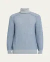 Sease Men's Dinghy Roll Cashmere Rib Turtleneck Sweater In Blue