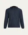Sease Men's Drone Wool And Cashmere Stripe Hoodie In Blue