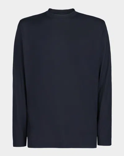 Sease Men's Easy-care Wool Jersey Long-sleeve T-shirt In Gray