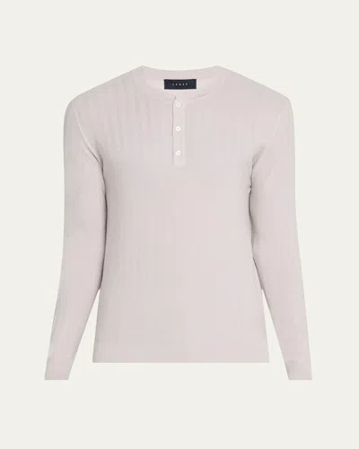 Sease Men's Herringbone Henley Sweater In Chalk