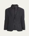 Sease Men's Hooded Wool Pinstripe Blazer In Blue