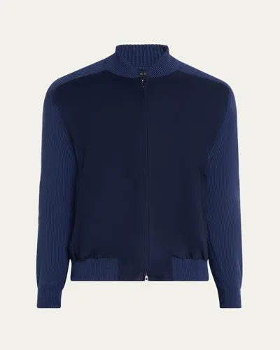 Sease Men's Knit And Suede Bomber Jacket