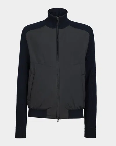 Sease Zip Shearling Bomber Jacket In Black