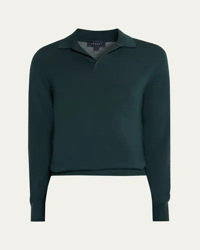 Sease Men's Lasca V-neck Polo Sweater In Green