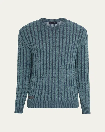 Sease Men's Linen-cashmere Cable Sweater In Sagegreen