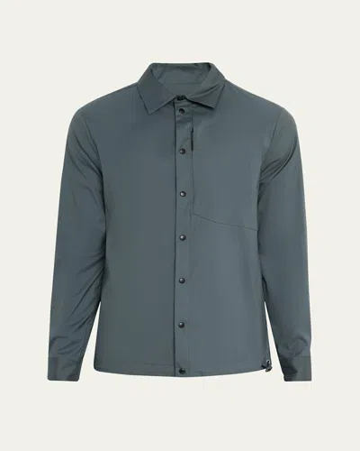 Sease Men's Stretch Snap-front Casual Button-down Shirt In Military Green
