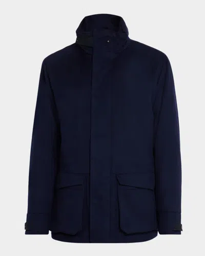 Sease Men's Uptown Padded Cashmere Parka Jacket In Blue