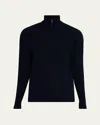 Sease Men's Waffle Knit Half-zip Pullover In Blue