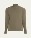 Sease Men's Waffle Knit Half-zip Pullover In Brown