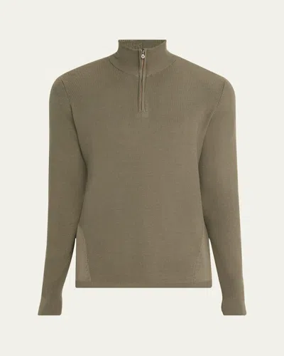 Sease Men's Waffle Knit Half-zip Pullover In Brown