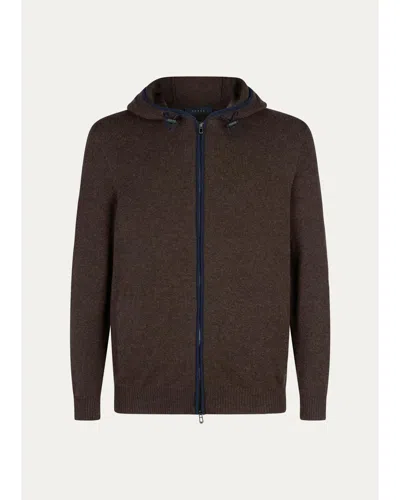 Sease Men's Waythree Cashmere Full-zip Hoodie In Brown