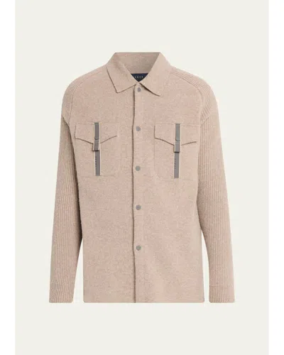 Sease Men's Wool-cashmere Felted Overshirt In Driftwood