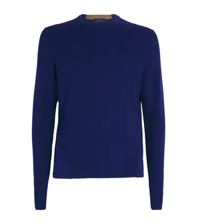 Sease Merino Waffle-knit Sweater In Blue