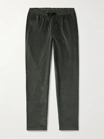 Sease Mindset Slim-fit Cotton-blend Corduroy Drawstring Trousers In Green