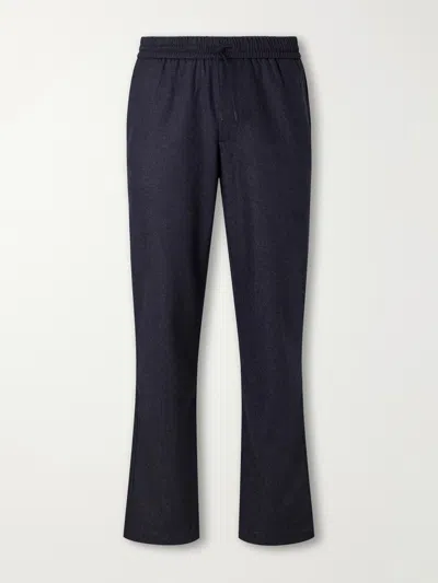 Sease Mindset Straight-leg Wool-flannel Drawstring Trousers In Blue