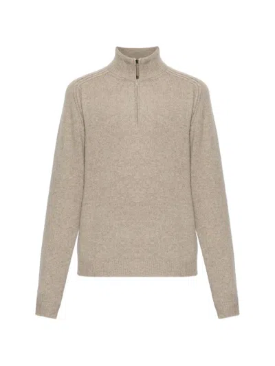 Sease Mouliné 2.0 Quarter-zip Cashmere Sweater In Neutral