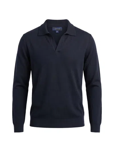 Sease Open-collar Wool Sweater In Blue