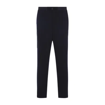 Sease Navy Blue Jersey Virgin Wool Jogger Pants In Black