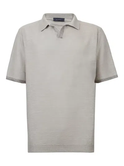 Sease Polo-collar Knitted T-shirt In Gray