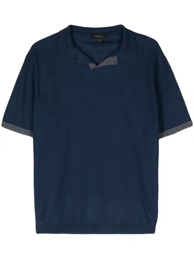 Sease Split-neck Piqué Polo Shirt In Blue