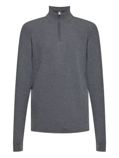 Sease Stand-collar Half-zip Sweater In Gray
