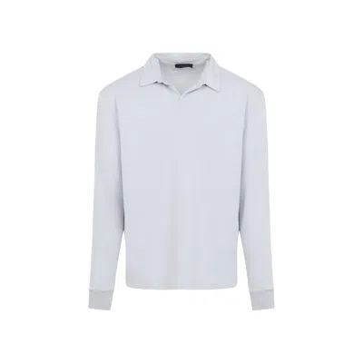 Sease Supima Grey Cotton Polo Shirt In Blue