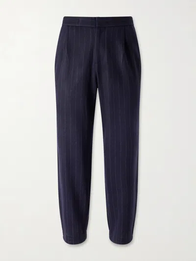 Sease Tapered Pinstriped Wool-blend Trousers In Blue