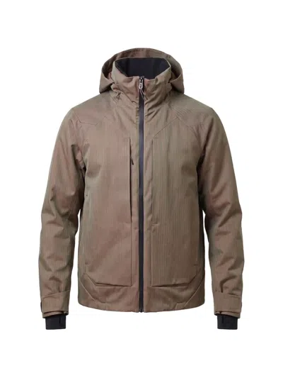 Sease Trace Hooded Herringbone-pattern Jacket In Brown