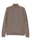 Sease Turtleneck Ribbed-panel Sweater In Brown