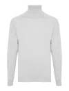 Sease Classic Turtle-neck Sweater With Ribbed Detailing In Light Grey