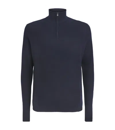 Sease Virgin Wool Quarter-zip Sweater In Navy