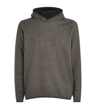 Sease Virgin Wool-blend Check Hoodie In Green