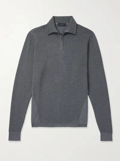 Sease Waffle-knit Virgin Wool Half-zip Sweater In Gray
