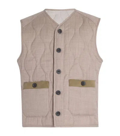 Sease Wool Quilted Gilet In Beige