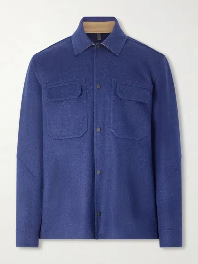 Sease Wool-blend Overshirt In Blue