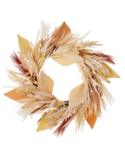 Seasonal 24" Pampas And Palm Wreath In Multi