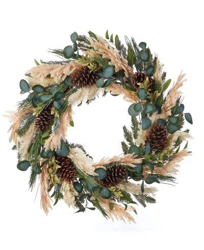 Seasonal 30" Eucalyptus And Pampas Wreath In Multi