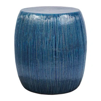 Seasonal Living Ceramics Ceramic Accent Stool In Denim Texture Gloss