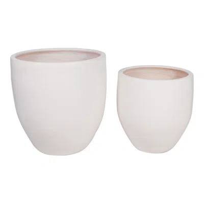 Seasonal Living Ceramics Handmade Ceramic Pot Planter In Linen Semi-gloss