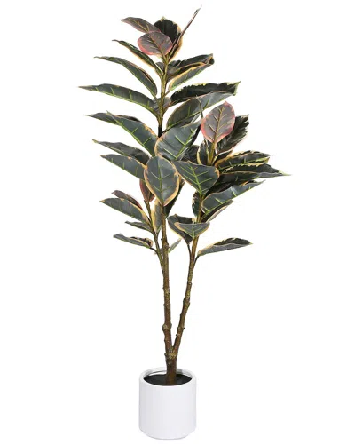 Seasonal Llc 50in Artificial Potted Autumn Colored Rubber Tree In Green