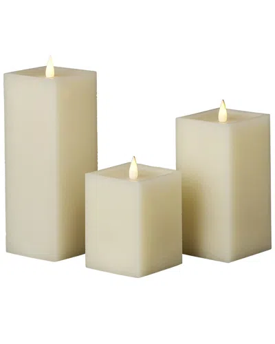 Seasonal Llc Classic Motion Flameless Square Candle 3pc Set In Neutral