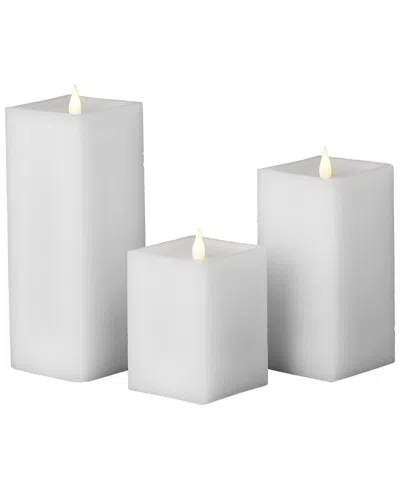 Seasonal Llc Classic Motion Flameless Square Candle 3pc Set In White