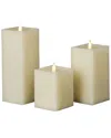 Seasonal Llc Classic Motion Flameless Square Candle 3pc Set In White
